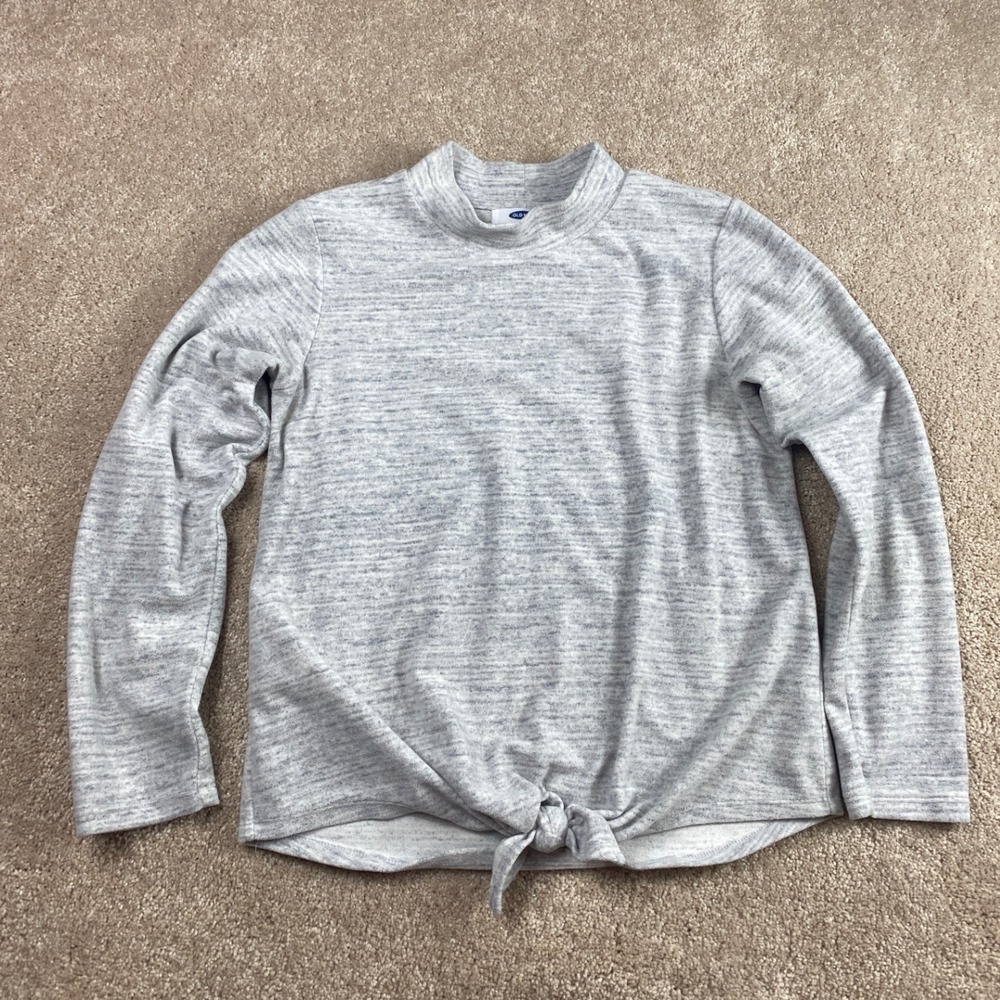 Old Navy Girls XL Tie Front‎ Pullover Top Mock Neck Heather Gray
